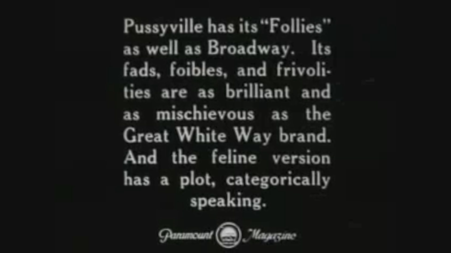 Classic Movie Cinema - Feline Follies 1919