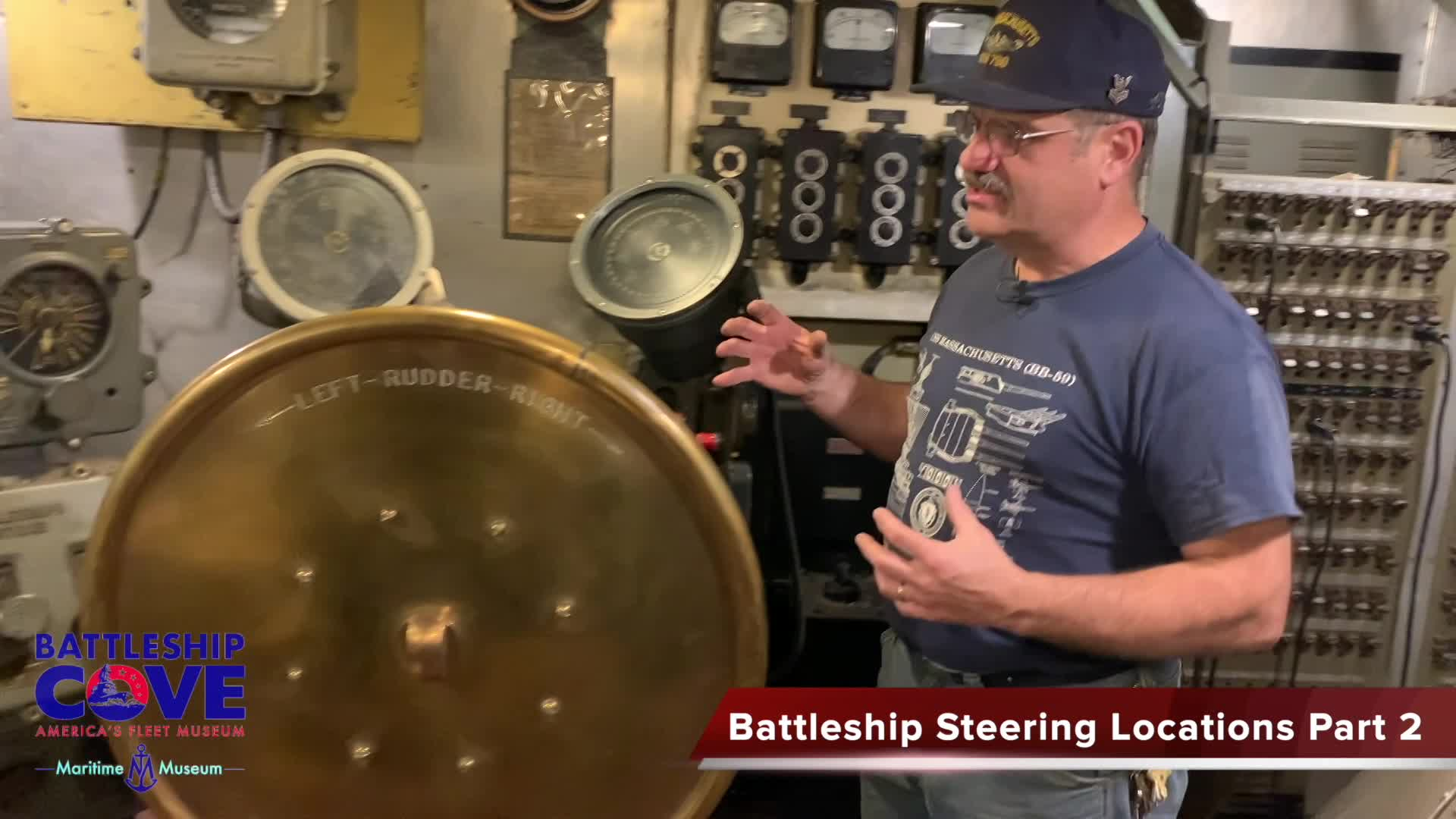 Thumbnail image for Battleship Cove - Inside The History - Steering USS Massachusetts part 2